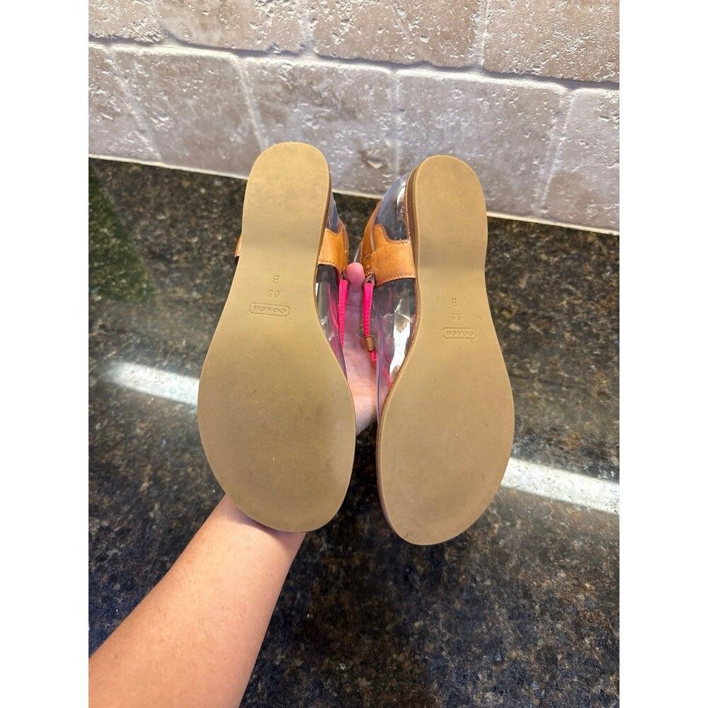 Coach Coco Leather Thong Sandals Hot Pink 6.5 B EUC - Picture 4 of 8